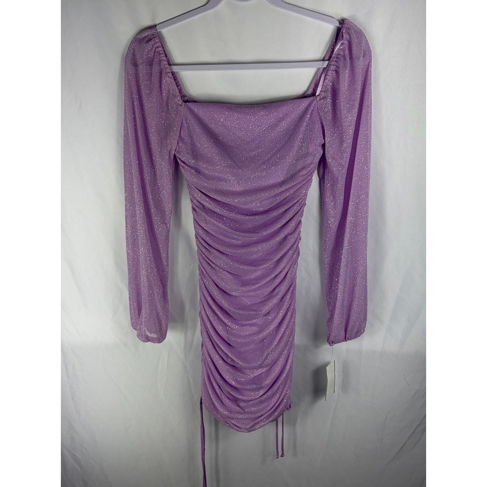 Jump Apparel Dress XS Lilac Purple Glitter Ruched Bodycon‎ Clubwear Party Y2K